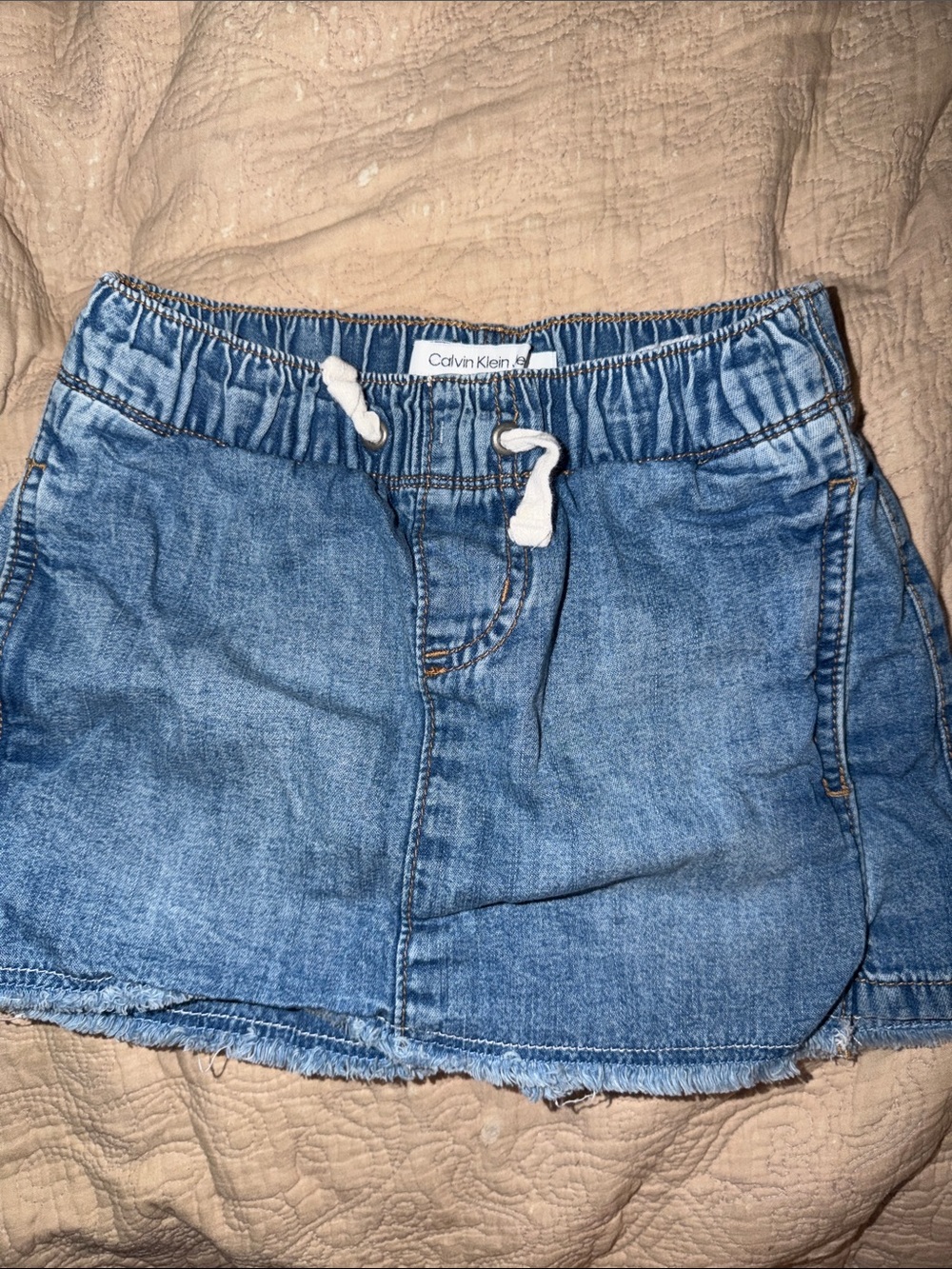Calvin Klein Light Blue Denim Drawstring Jean Shorts